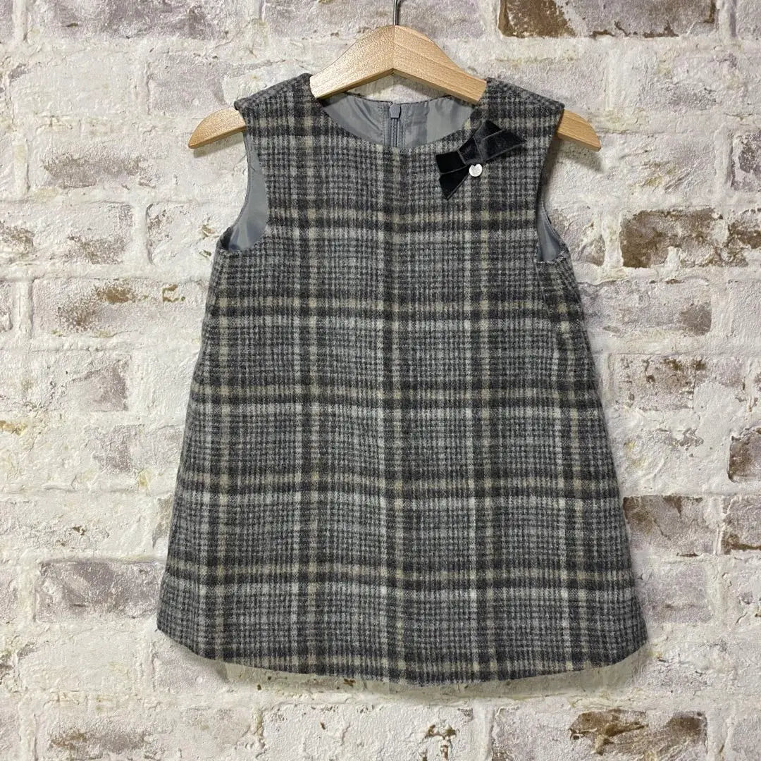 2345★ [Tartine Chocolat] Dress 90 Gray Check Elegant