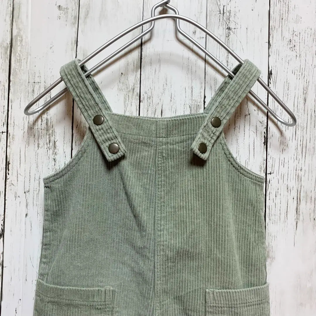 Baby 80cm Korean Children's Clothing Green Overall Salopette | ベビー 80cm 韓国子ども服 くすみグリーン オーバーオール サロペット