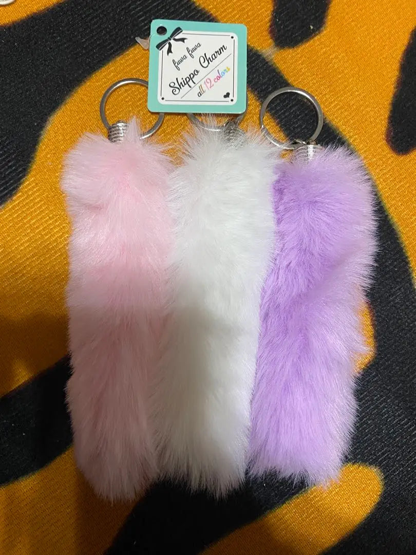 Mofumofu Paping Keychain Far Slip Charm Purple No | もふもふ　しっぽ　しっぽキーホルダー　ファー スリップチャーム パープルなし