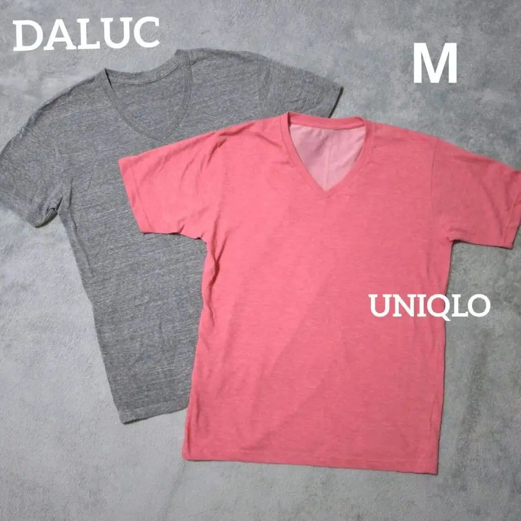 Conjunto de 2 piezas de camiseta lisa de manga corta con cuello en V en color gris y rosa para hombre