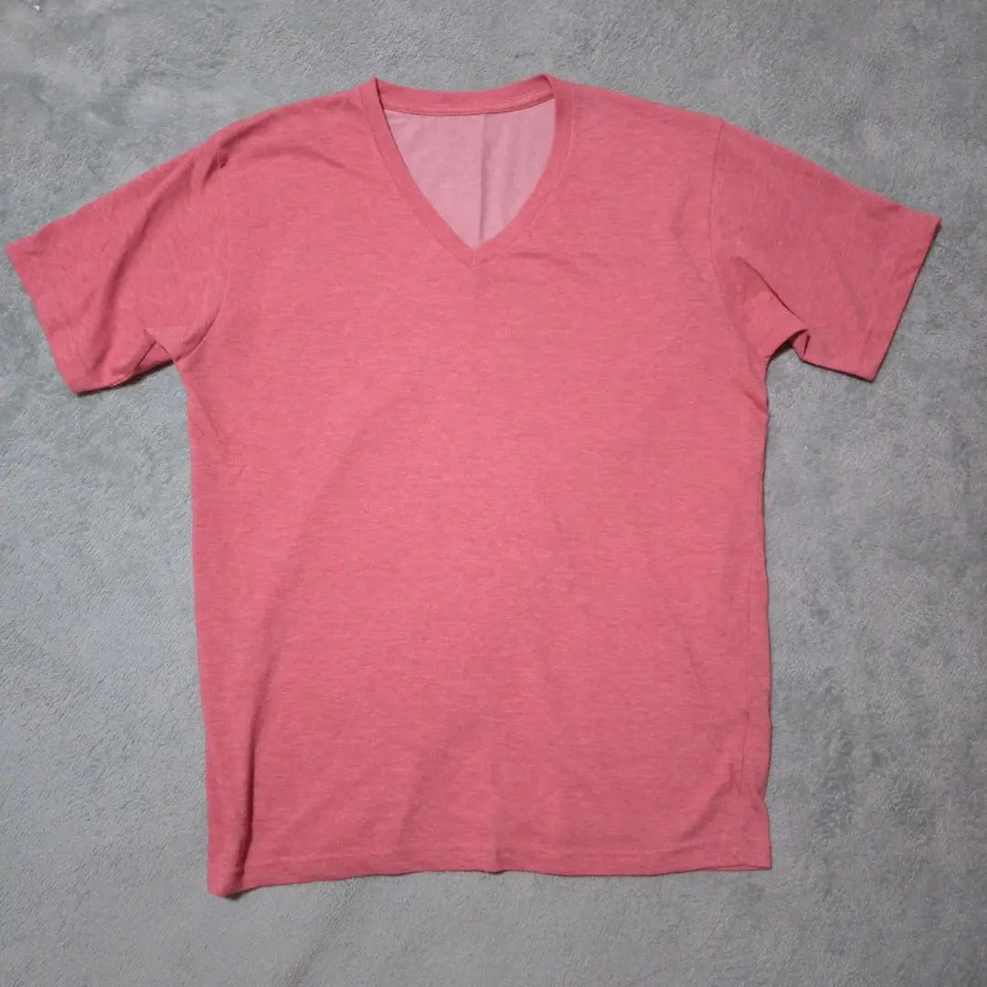 V neck color T -shirt short sleeve plain 2 pieces set gray pink mens