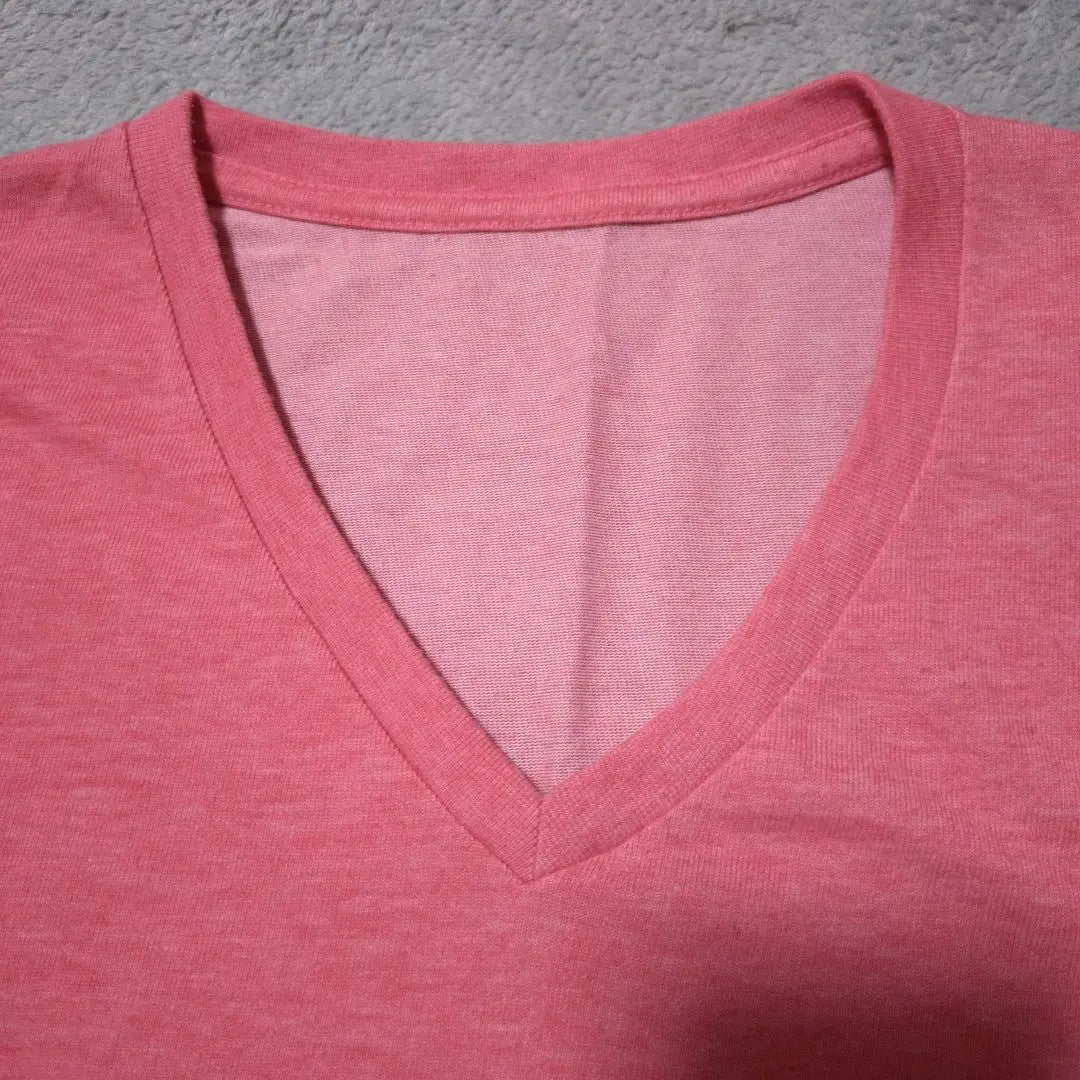 V neck color T -shirt short sleeve plain 2 pieces set gray pink mens