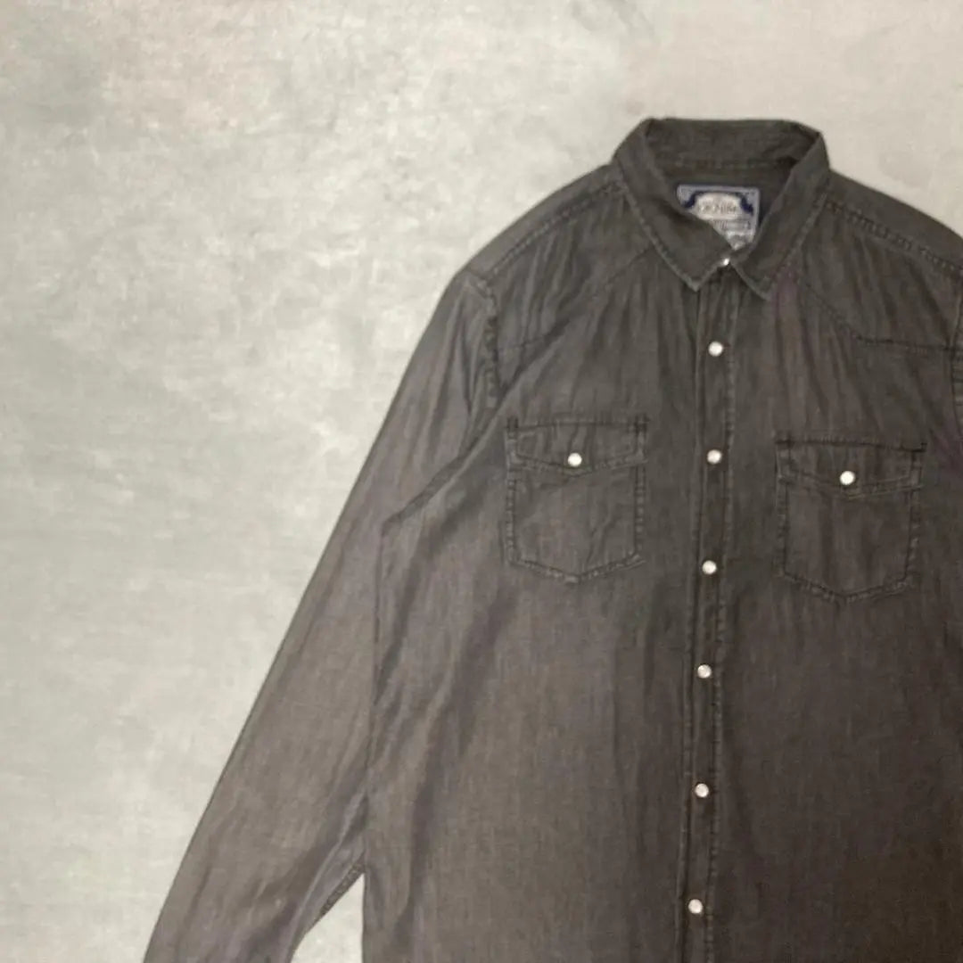 [Shirt, used clothing, American casual, snap button, dark, black]