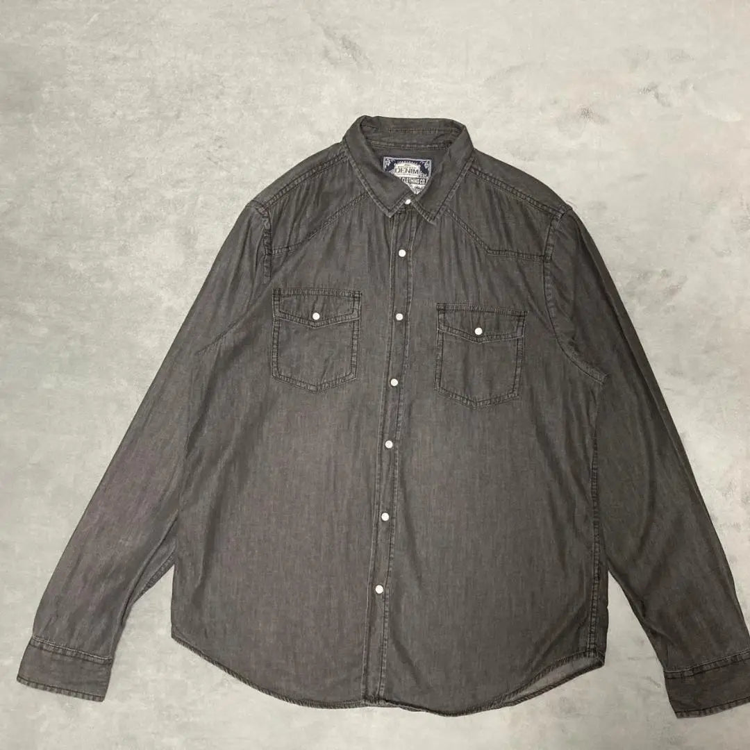 [Shirt, used clothing, American casual, snap button, dark, black]