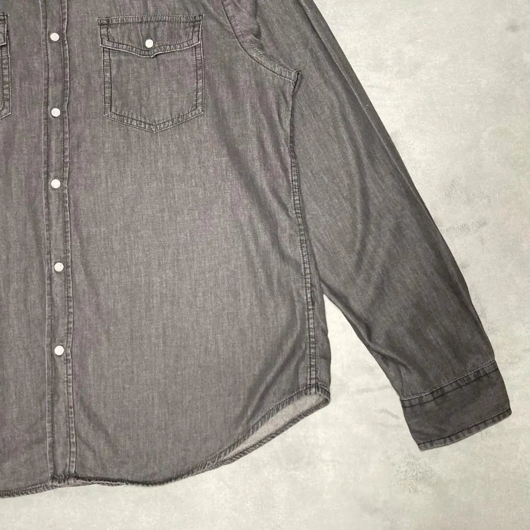 [Shirt, used clothing, American casual, snap button, dark, black]