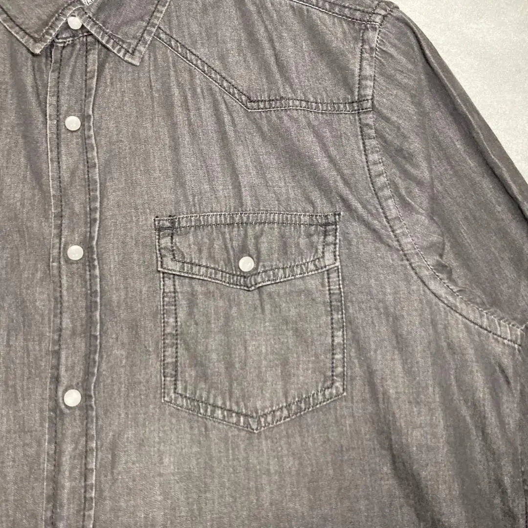 [Shirt, used clothing, American casual, snap button, dark, black]