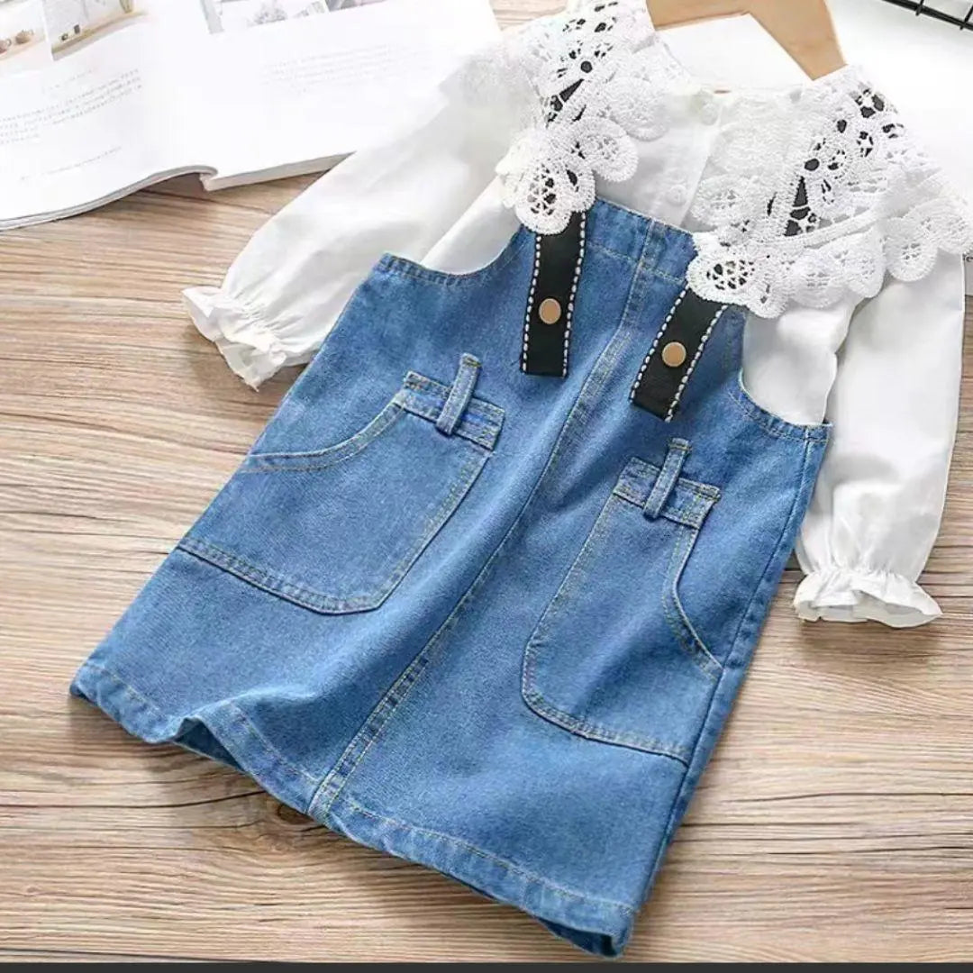 White shirt, lace collar, long sleeve shirt, 100, kindergarten entrance ceremony, graduation ceremony, girls, white shirt