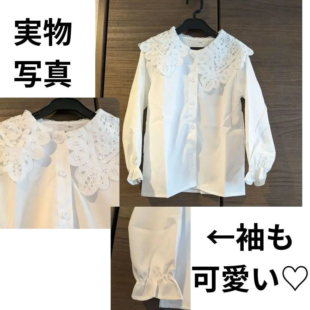 White shirt, lace collar, long sleeve shirt, 100, kindergarten entrance ceremony, graduation ceremony, girls, white shirt