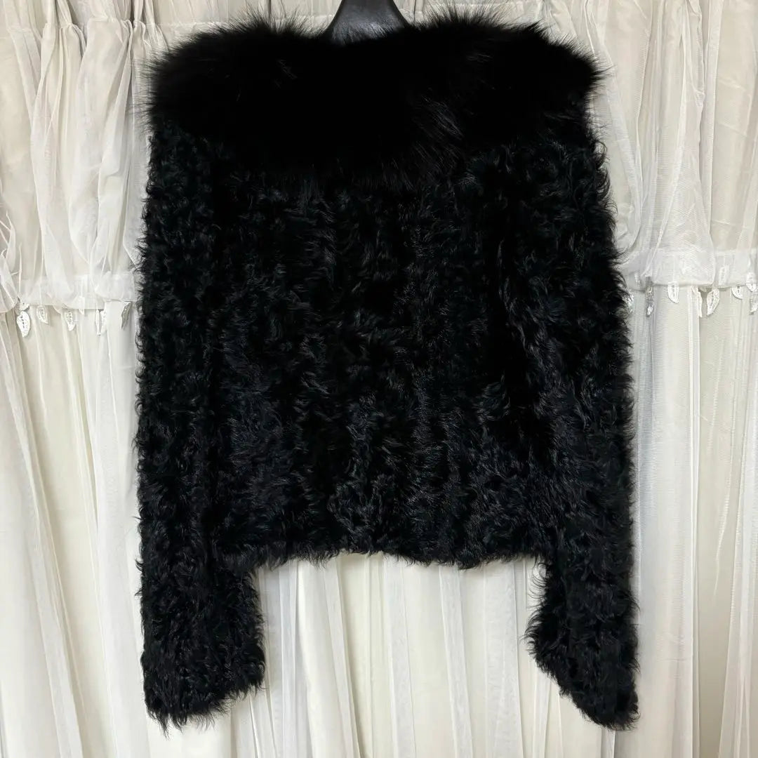 [Beautiful goods] Fir short coat sheep leather lamb M size black black fluffy