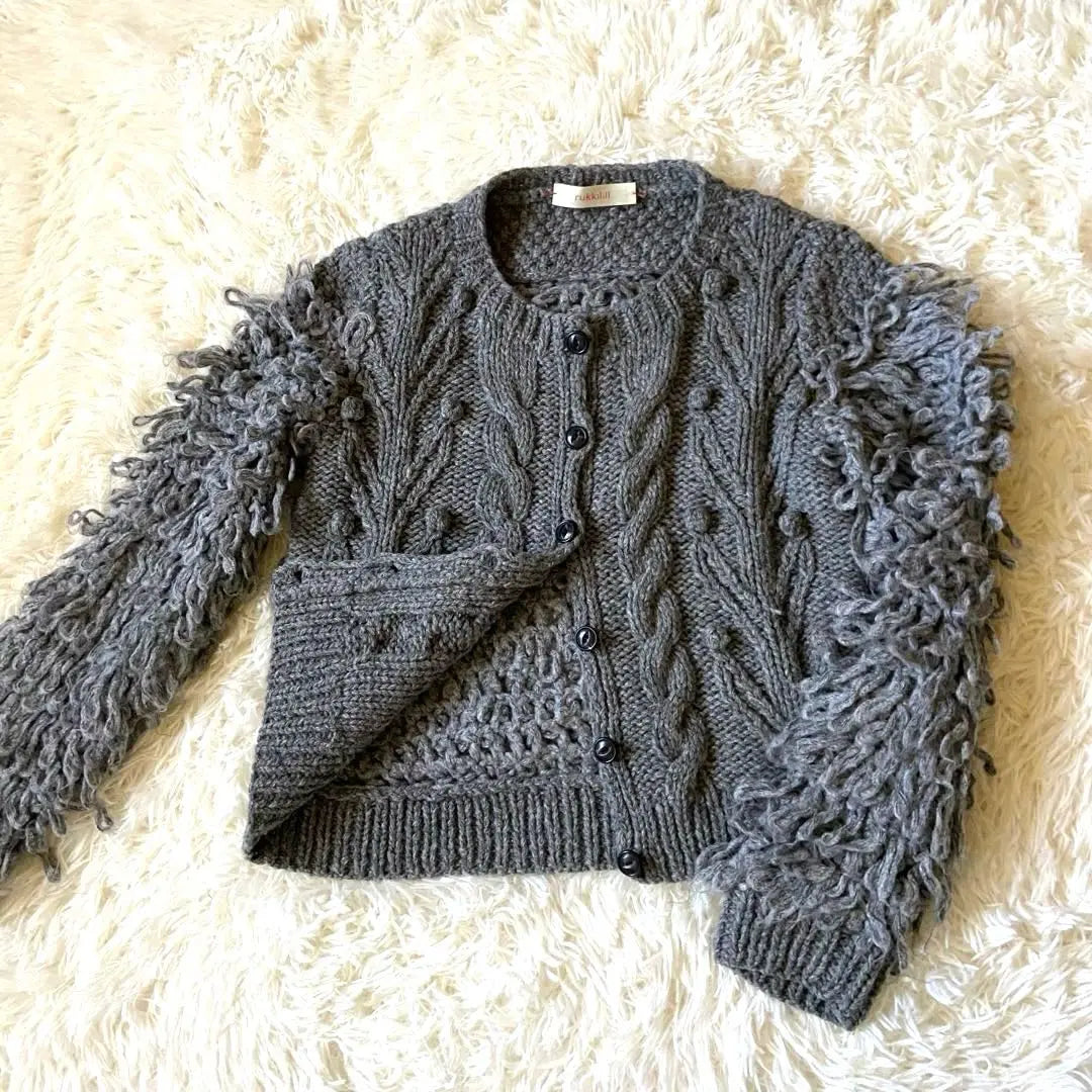 [Popular] rukkilill mohair blend cardigan cable Alan | 【人気】rukkilill ルッキリル モヘア混 カーディガン ケーブル アラン