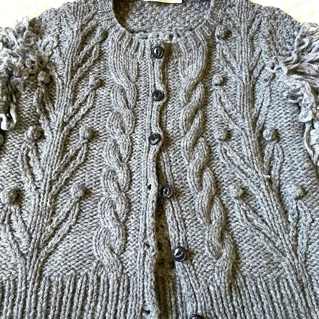 [Popular] rukkilill mohair blend cardigan cable Alan | 【人気】rukkilill ルッキリル モヘア混 カーディガン ケーブル アラン