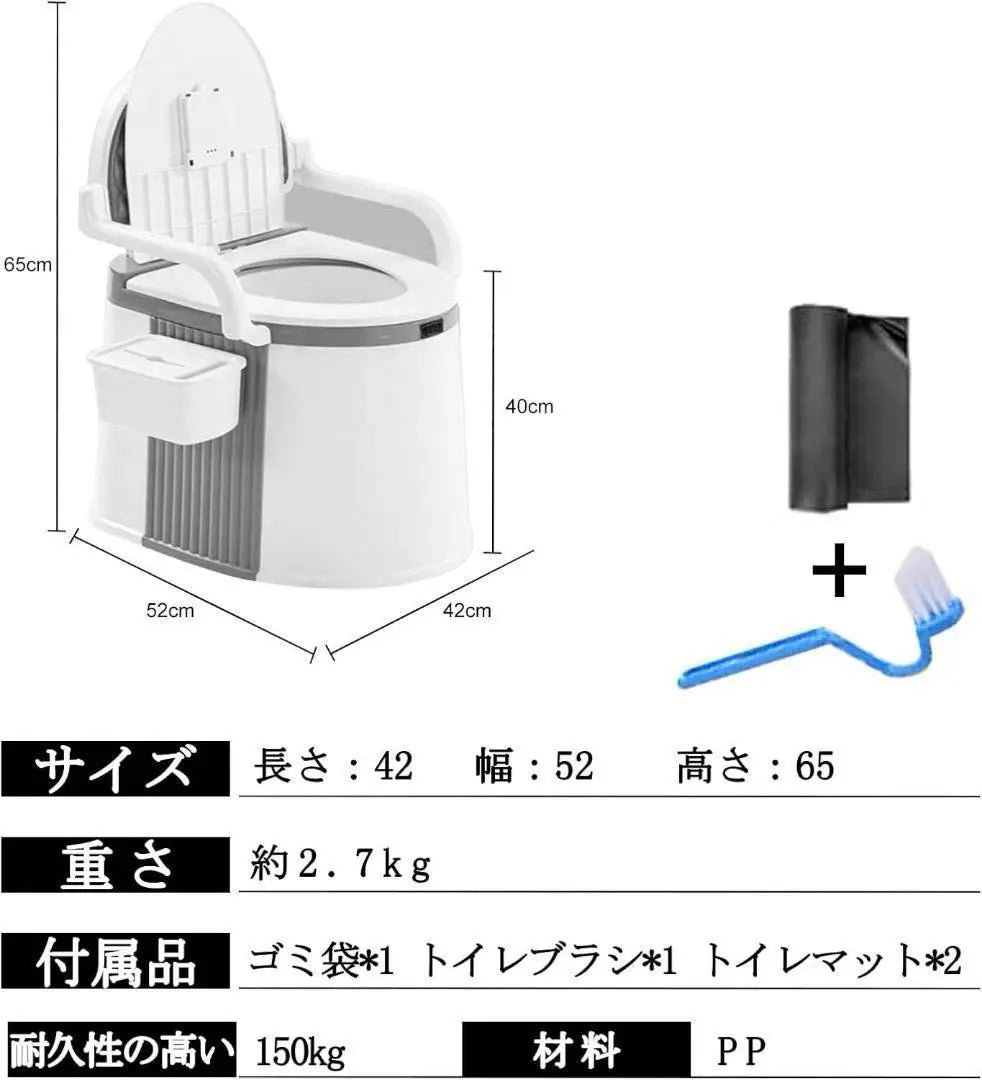 Baño portátil con pasamanos + set de baño de emergencia de 60 veces