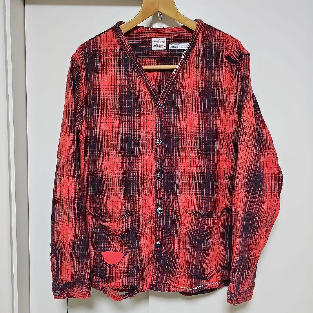 ANACHRONORM Ombre Check Shirt Cardigan 02