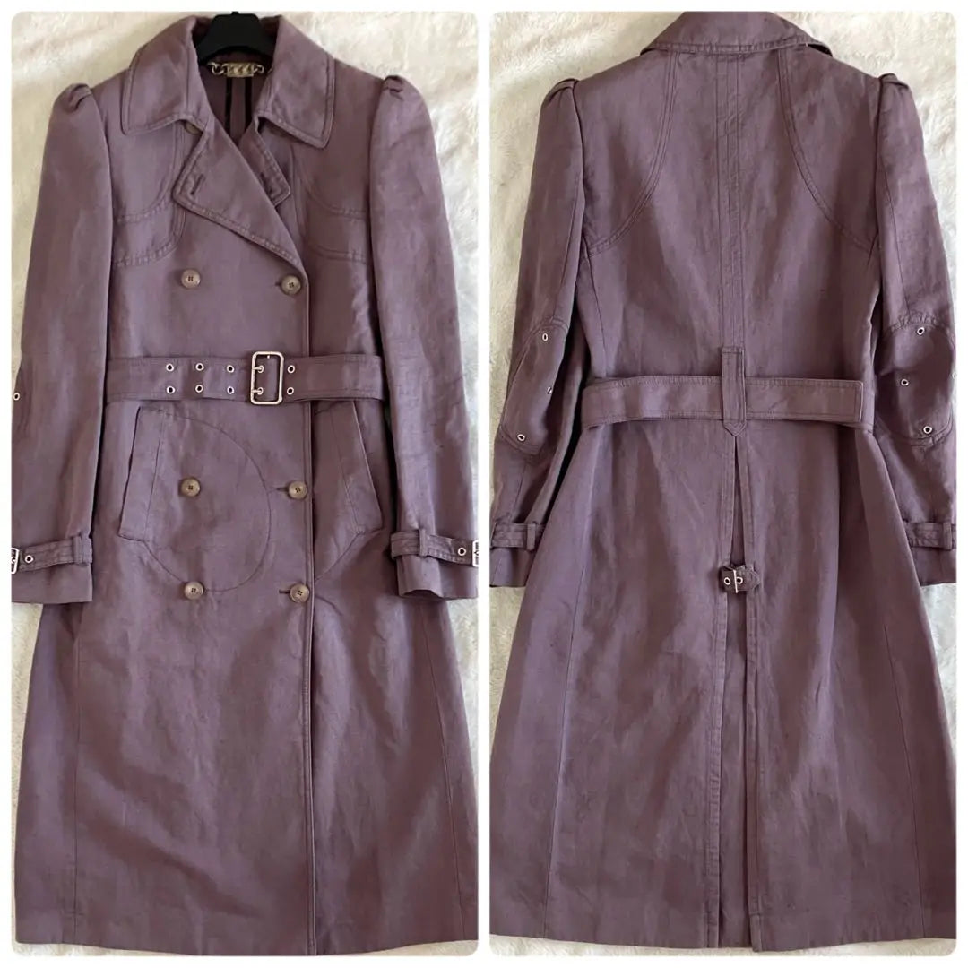 Gabardina larga de lino y algodón de Stella McCartney, talla 40, color morado