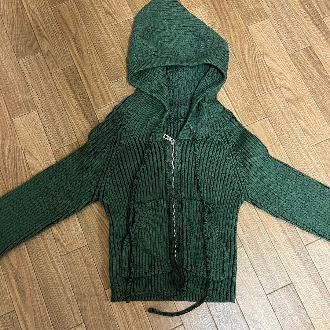 SHEIN Zipper Cardigan Army Green | SHEIN ジッパー付きカーディガン アーミーグリーン