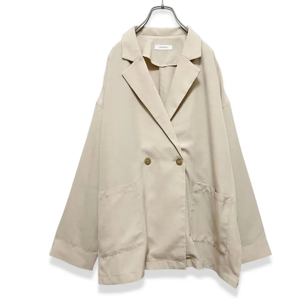 [Beautiful goods] Pageboy Linen Likdable Loos Jacket Tailored Loosen | 【美品】PAGEBOY リネンライクダブルルーズジャケット　テーラード　ゆったり