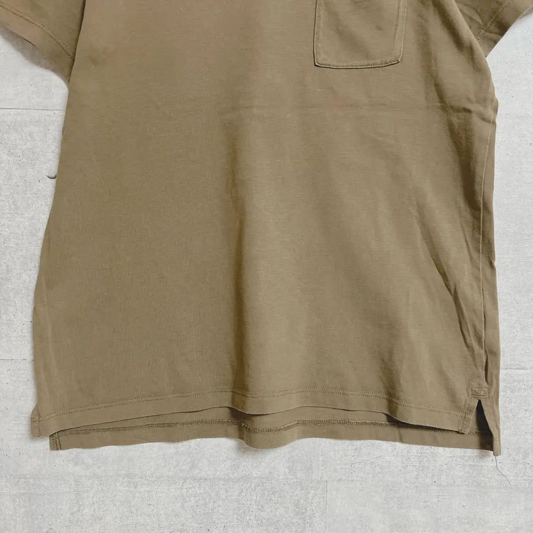 [OPAQUE.CLIP] Short-sleeved T-shirt (M) V-neck Khaki Cotton