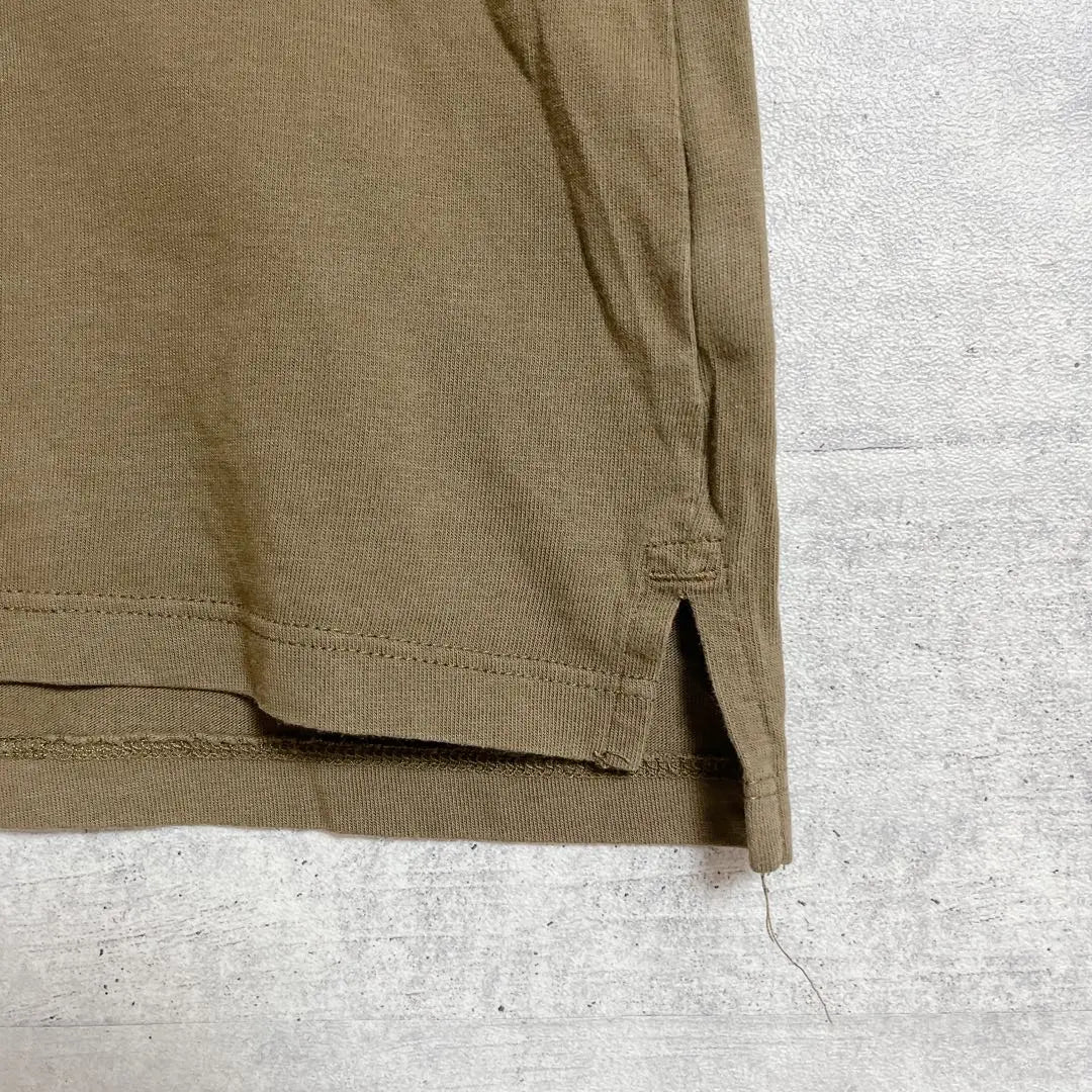 [OPAQUE.CLIP] Short-sleeved T-shirt (M) V-neck Khaki Cotton