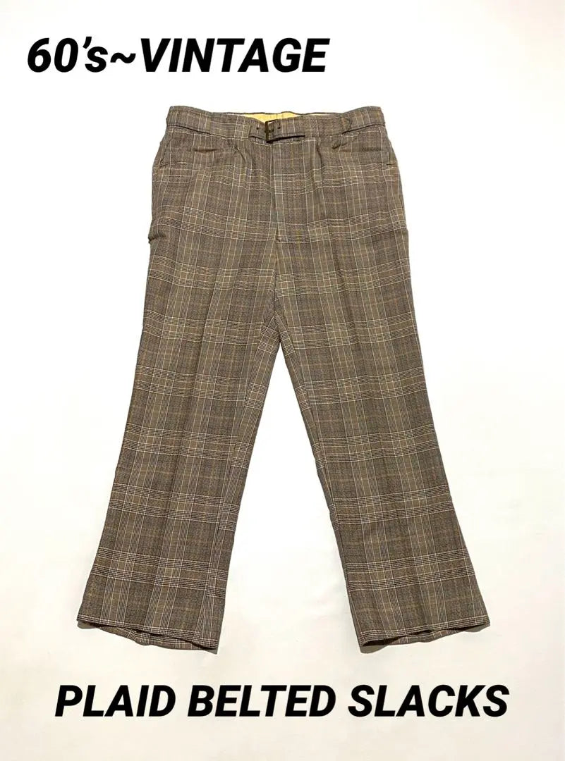 Pantalones de cuadros con cinturón, estilo vintage, años 60