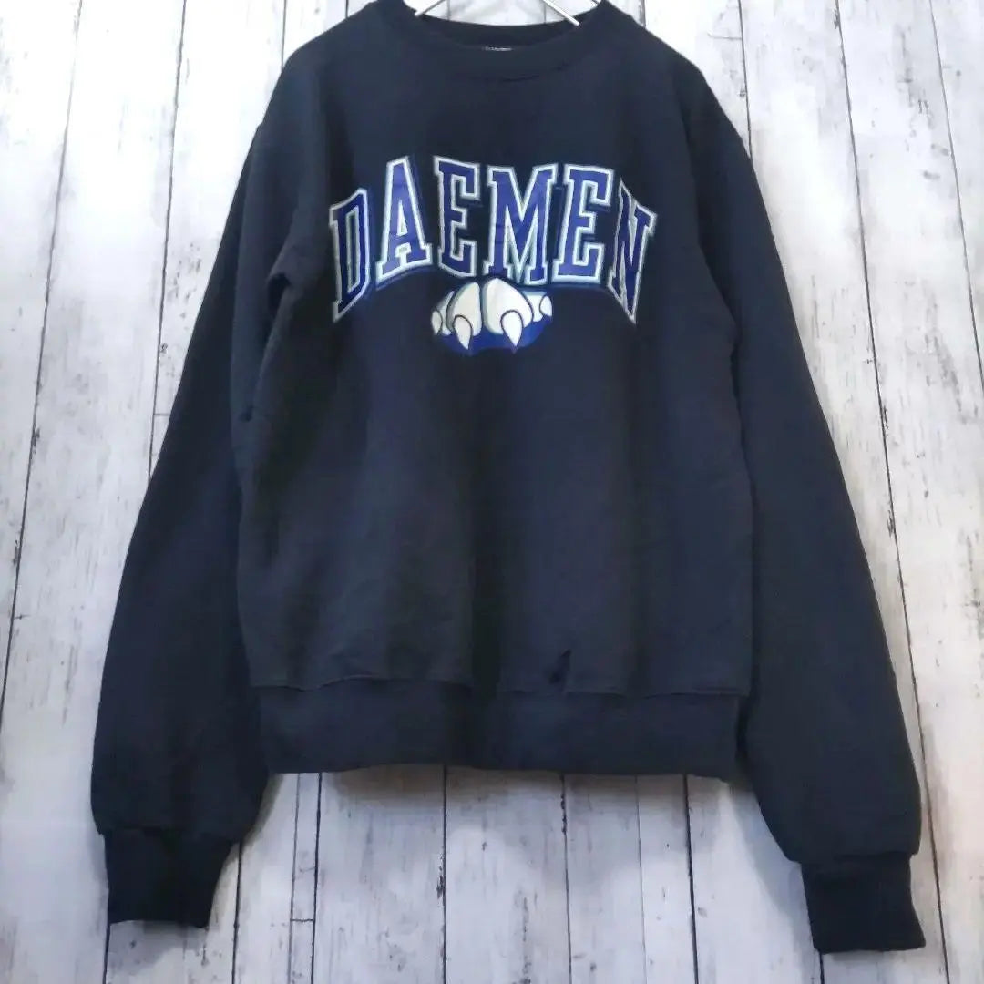 Champion DAEMEN logo embroidered sweatshirt navy S US used clothing