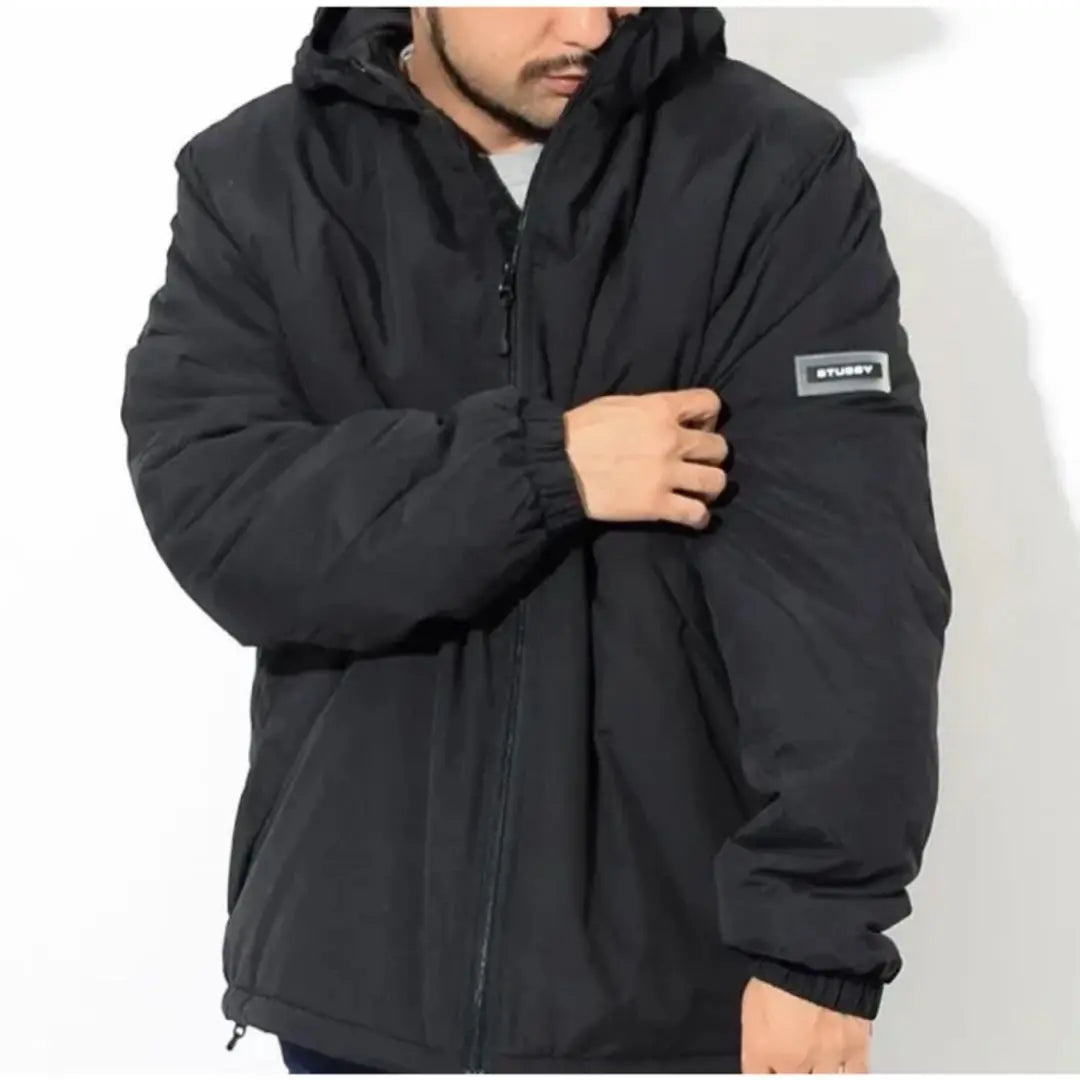 STUSSY Down Jacket M Filling Nylon Jacket Black y2k