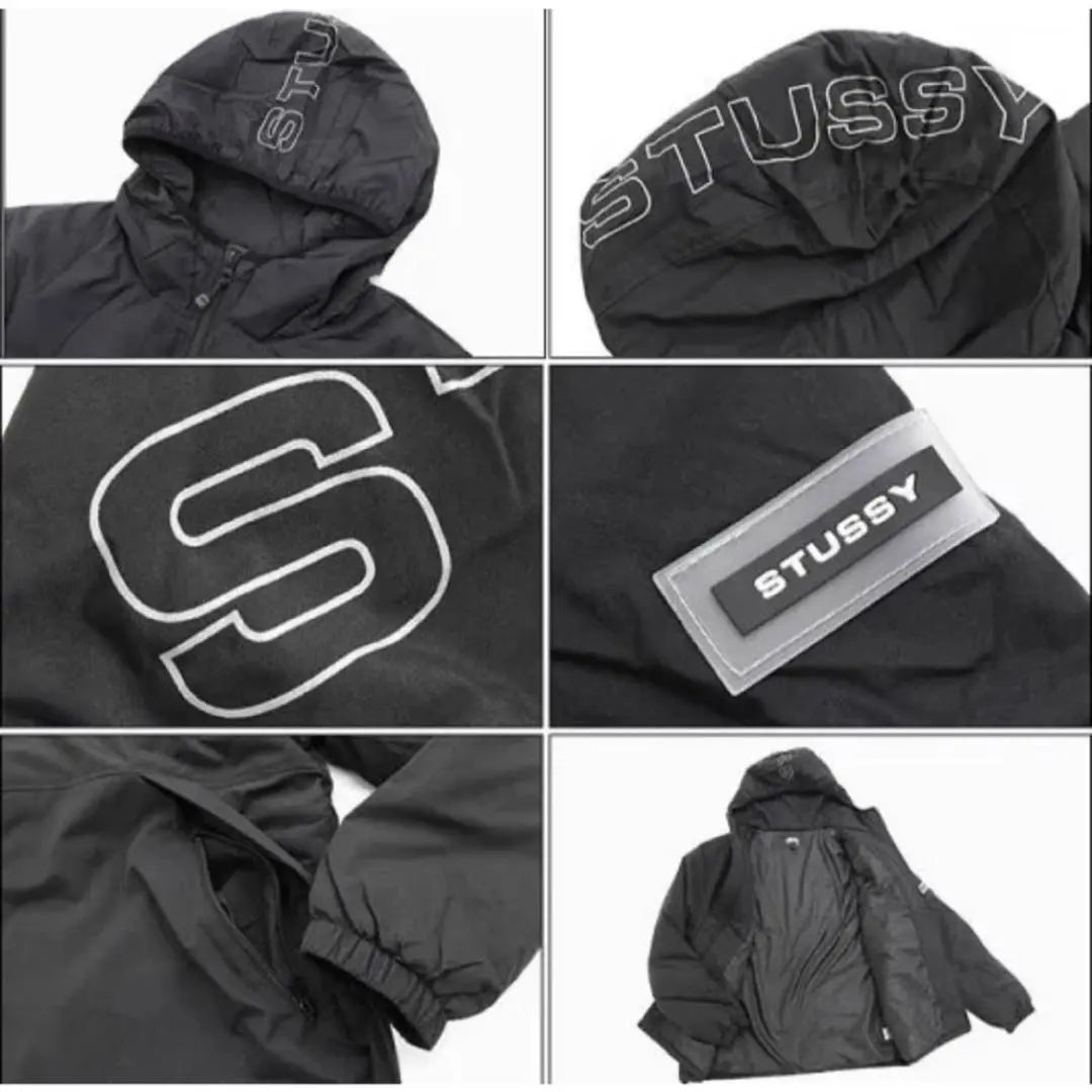 STUSSY Down Jacket M Filling Nylon Jacket Black y2k