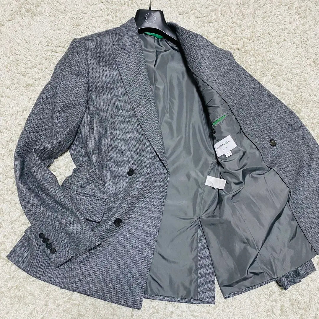 [Good Condition] Lacoste Double Tailored Jacket Cashmere Blend Gray 48