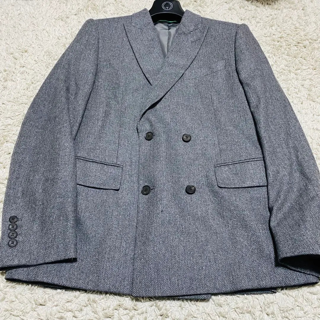 [Good Condition] Lacoste Double Tailored Jacket Cashmere Blend Gray 48