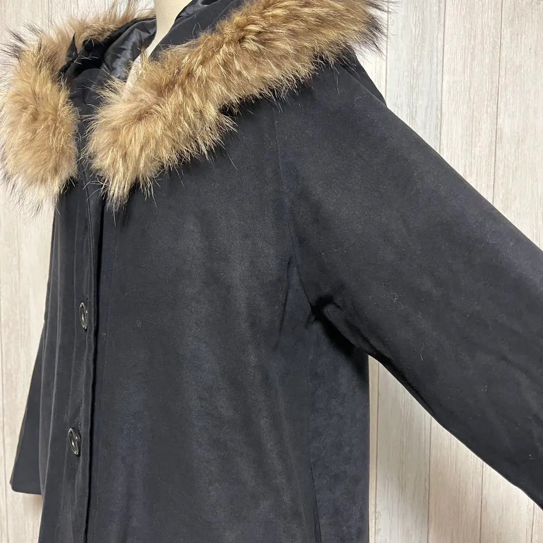 [BALLSEY] Padded down jacket outerwear hooded fur black loose