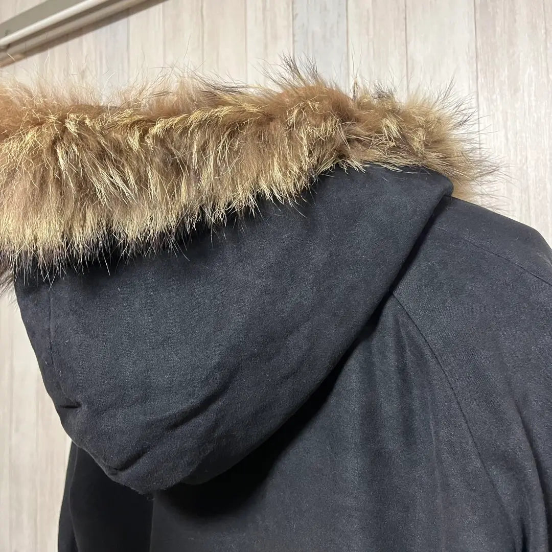 [BALLSEY] Padded down jacket outerwear hooded fur black loose