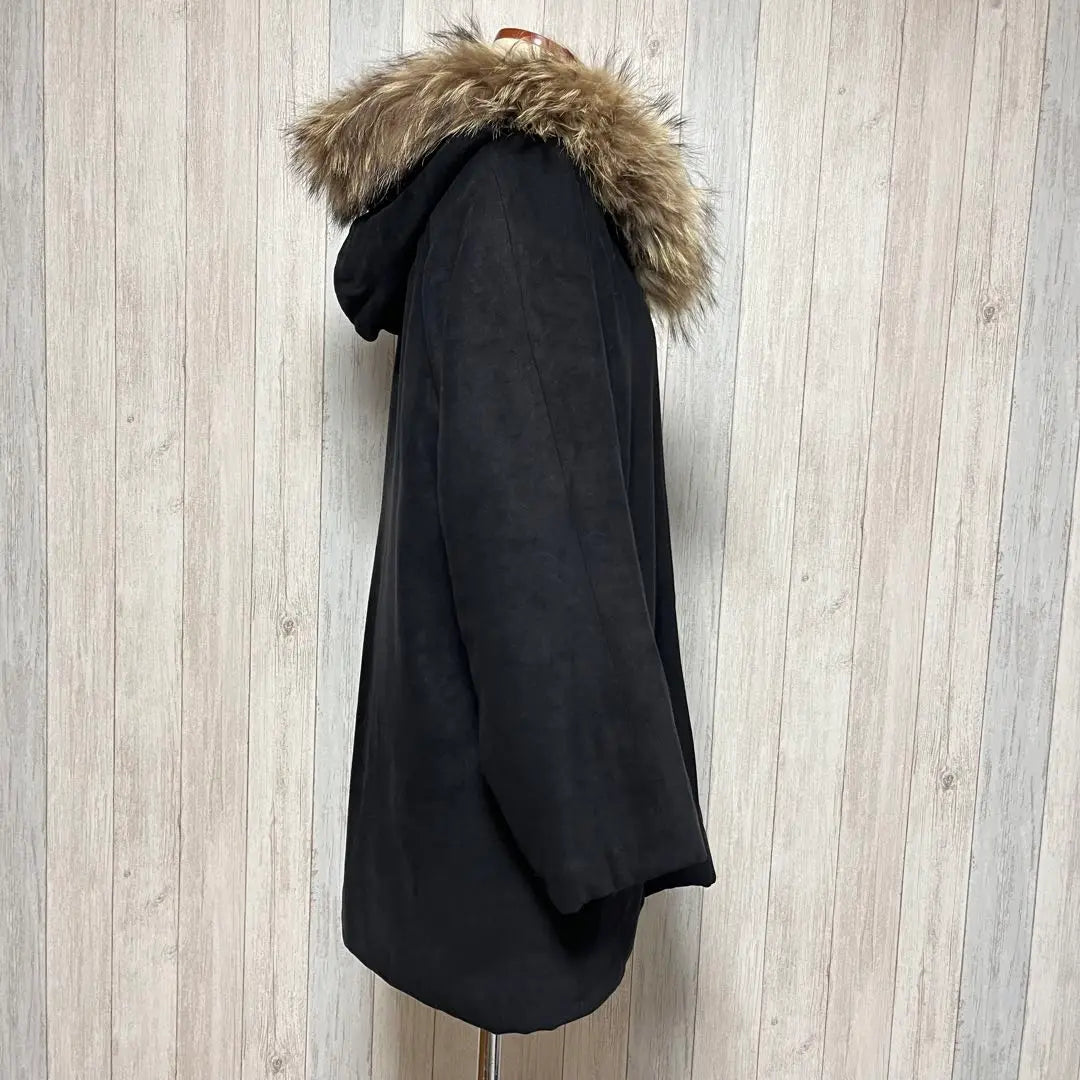 [BALLSEY] Padded down jacket outerwear hooded fur black loose