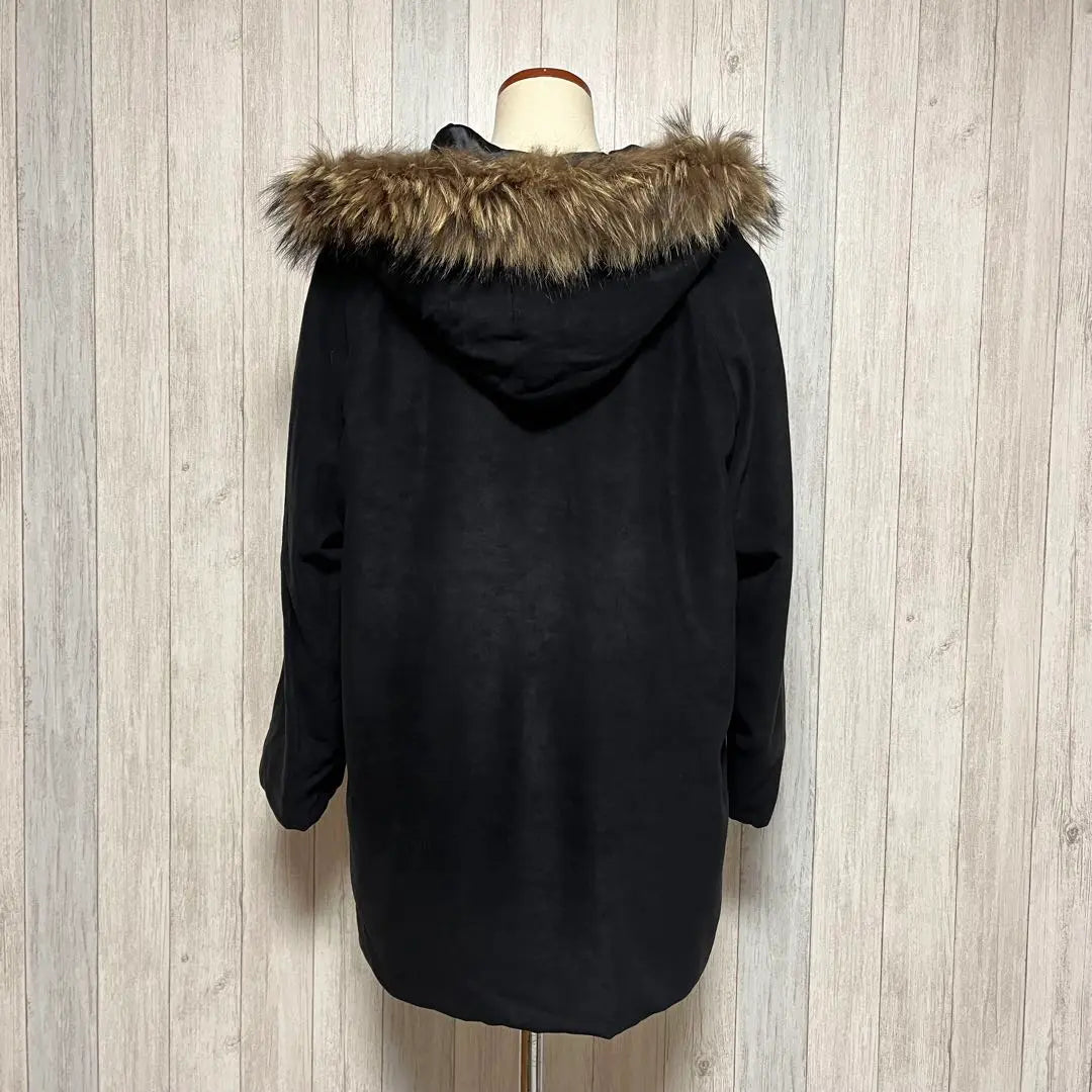 [BALLSEY] Padded down jacket outerwear hooded fur black loose