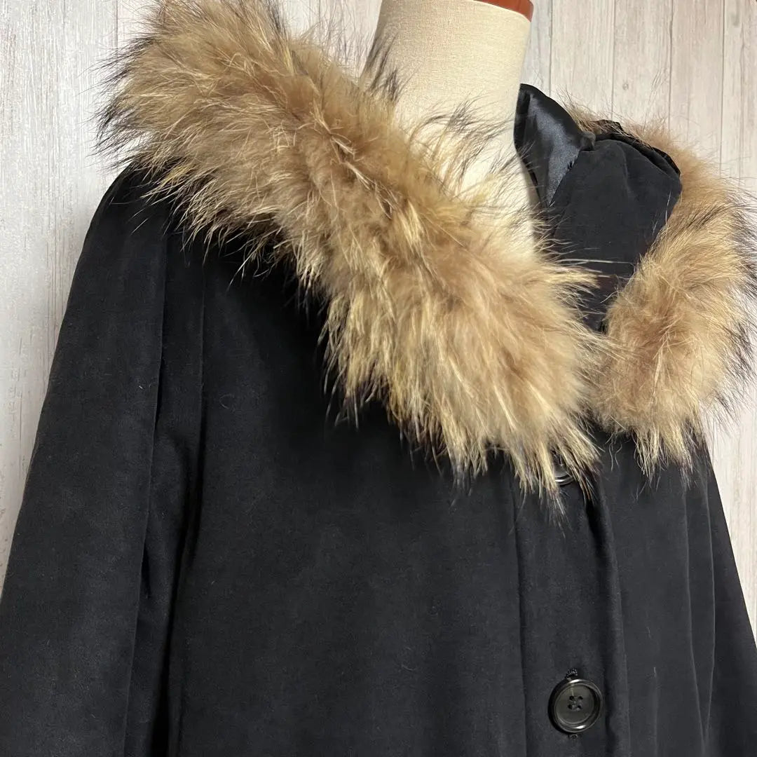 [BALLSEY] Padded down jacket outerwear hooded fur black loose