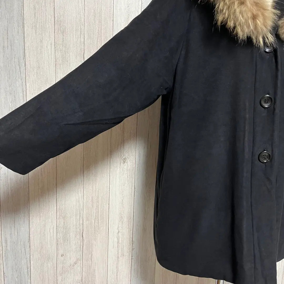 [BALLSEY] Padded down jacket outerwear hooded fur black loose