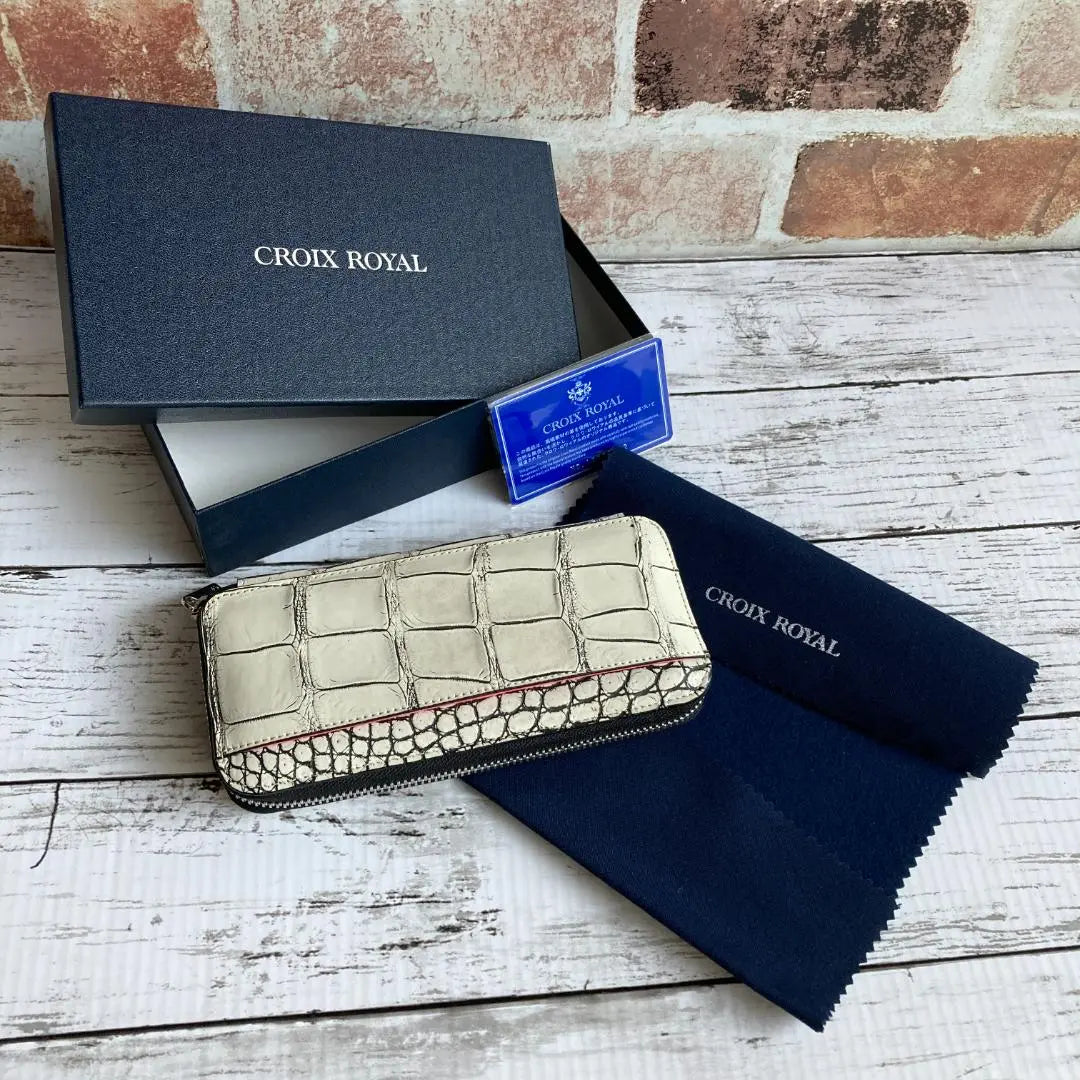 Croix Royal✨ Long Wallet Croix Royal Round Zip Crocodile