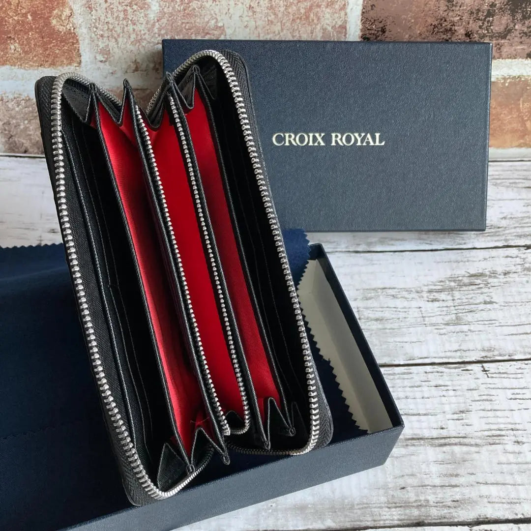 Croix Royal✨ Long Wallet Croix Royal Round Zip Crocodile