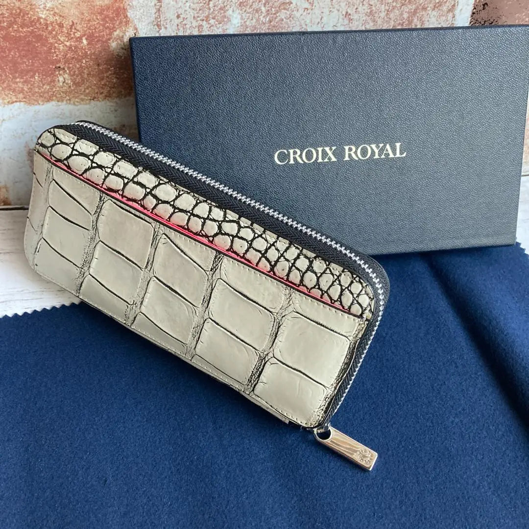 Croix Royal✨ Long Wallet Croix Royal Round Zip Crocodile