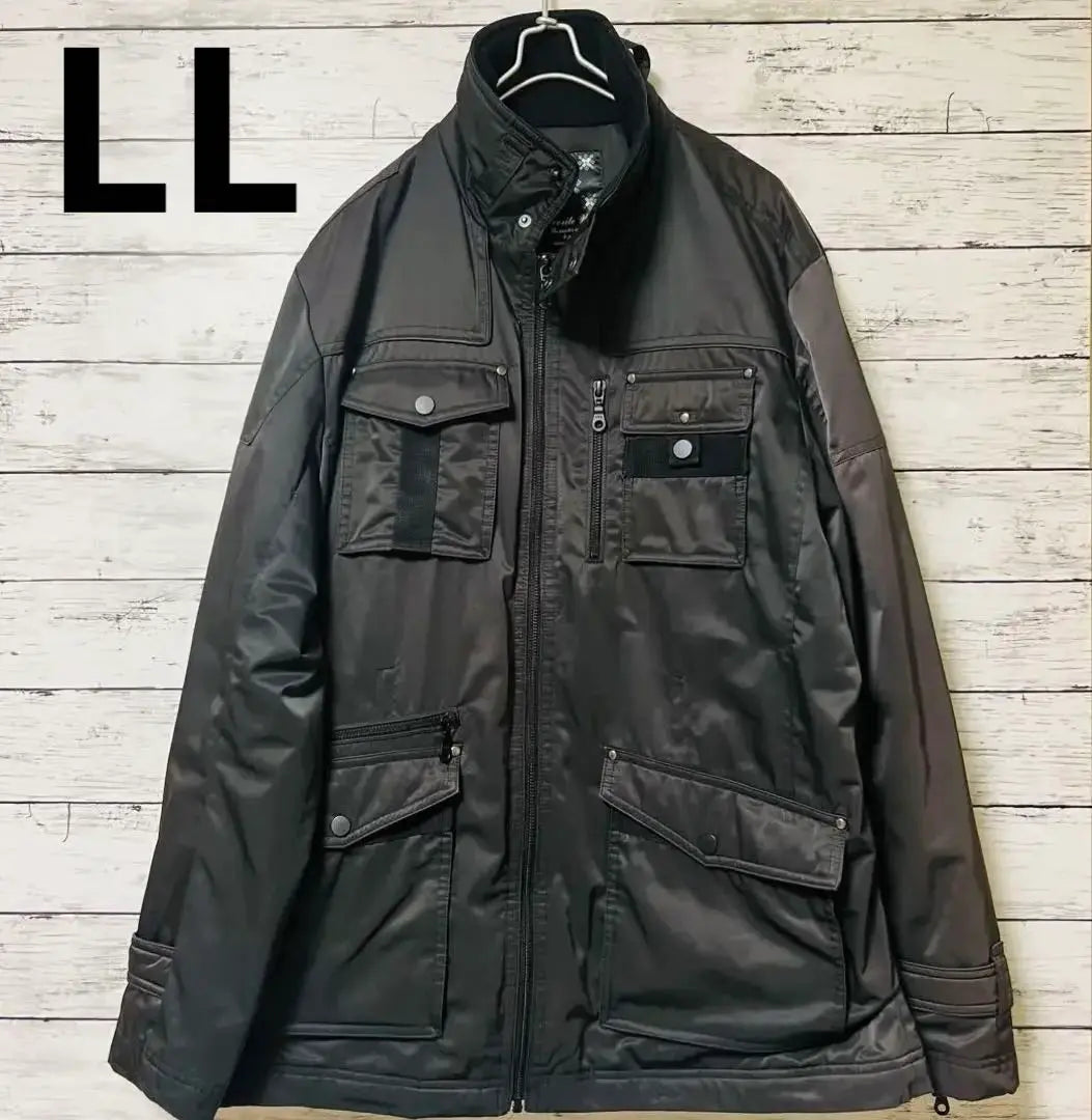 Dark gray nylon jacket with 4 pockets LL