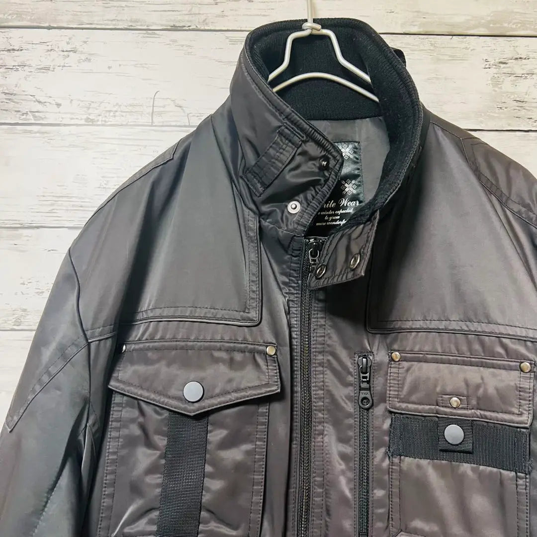 Dark gray nylon jacket with 4 pockets LL