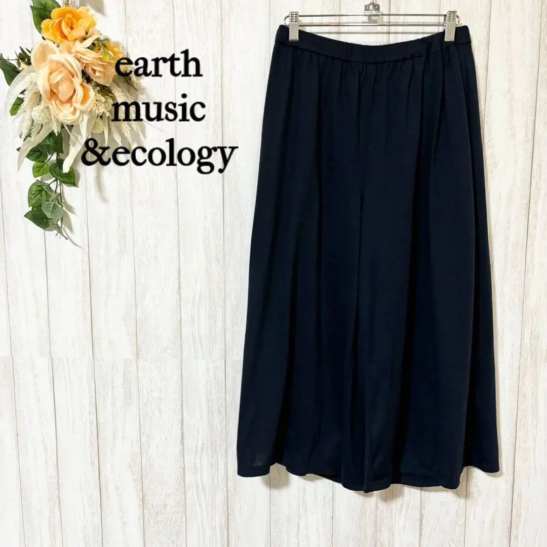 ♦Música de la Tierra y Ecología♦Pantalones Gauchos Azul Marino con Cintura Elástica | ♦アースミュージックアンドエコロジー♦ウエストゴム ネイビー ガウチョパンツ