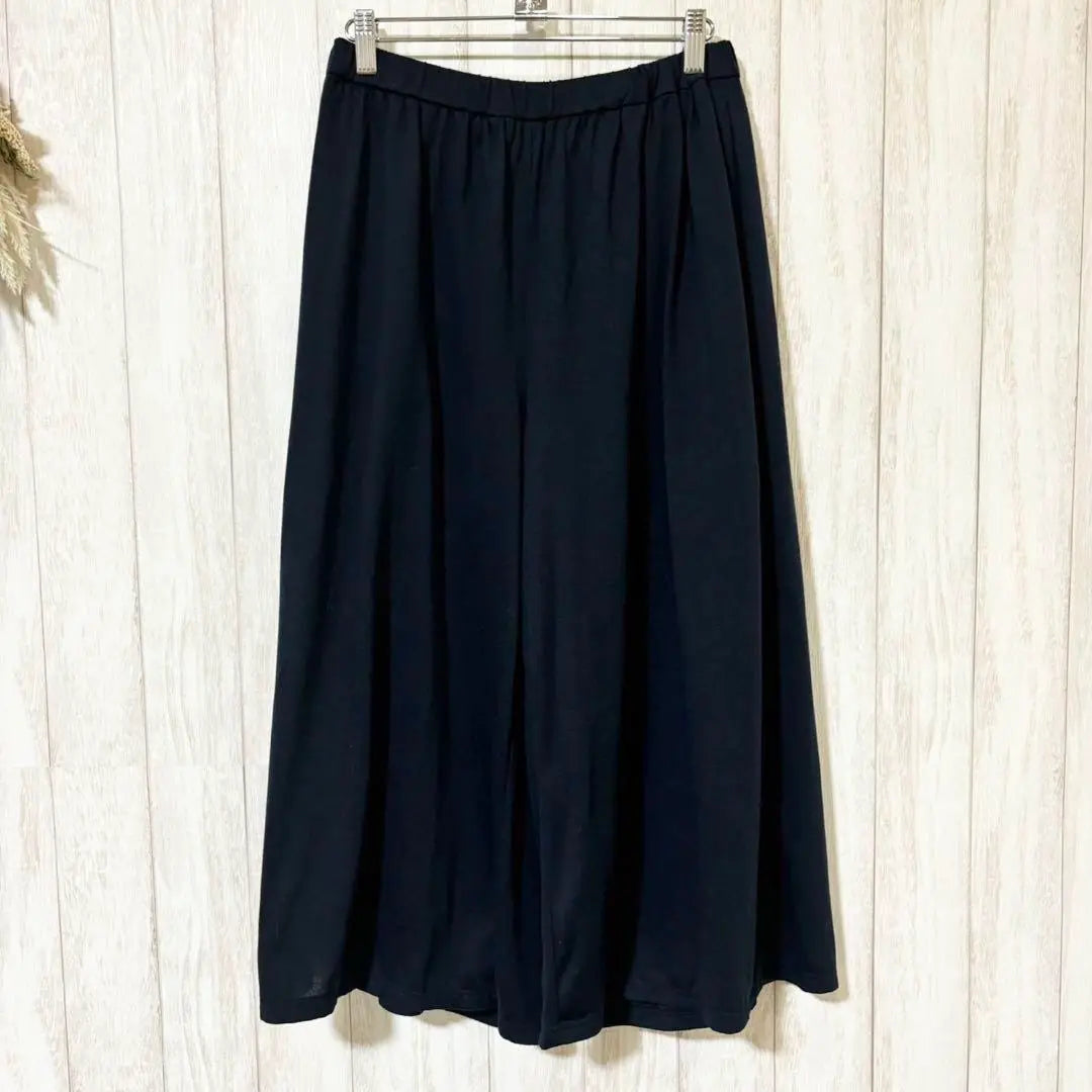 ♦Música de la Tierra y Ecología♦Pantalones Gauchos Azul Marino con Cintura Elástica | ♦アースミュージックアンドエコロジー♦ウエストゴム ネイビー ガウチョパンツ