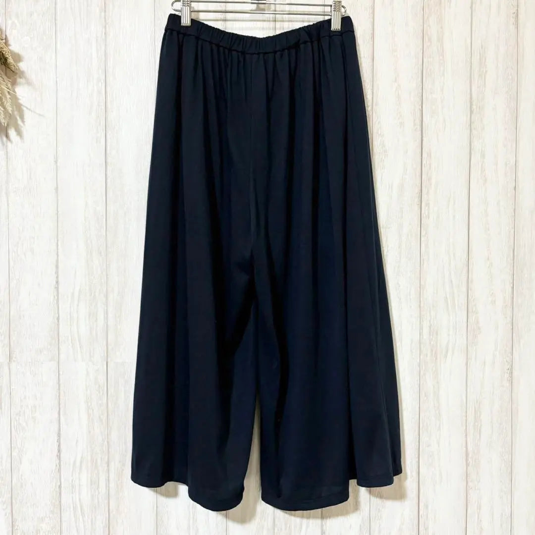 ♦Música de la Tierra y Ecología♦Pantalones Gauchos Azul Marino con Cintura Elástica | ♦アースミュージックアンドエコロジー♦ウエストゴム ネイビー ガウチョパンツ