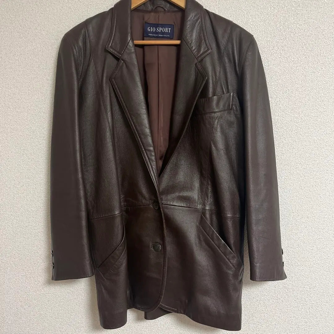 GIO SPORT Brown Leather Jacket Sheep Leather