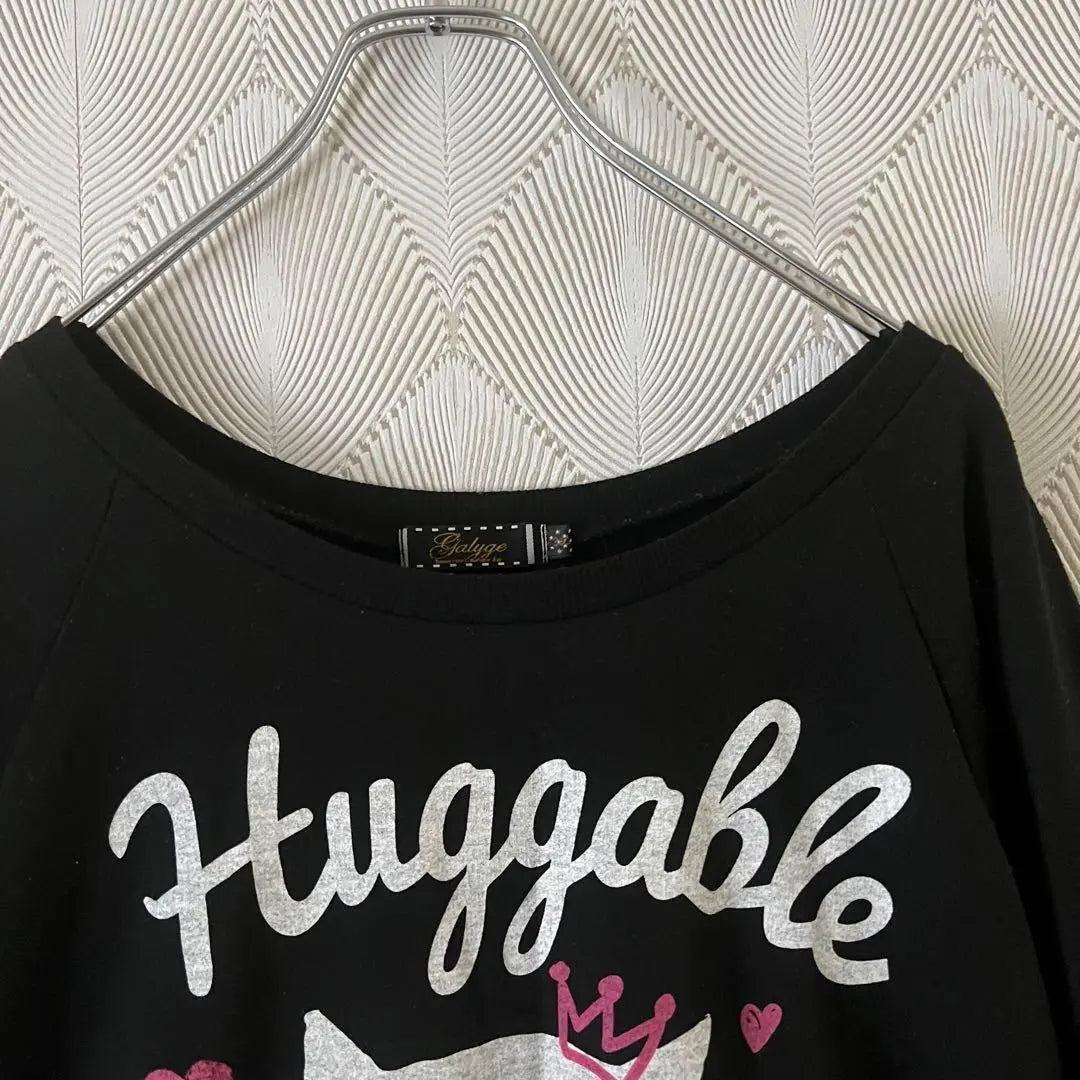 Galyge long sleeve T-shirt black loose spring cat women's a1658