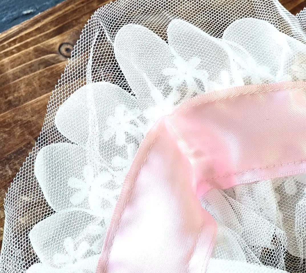 ●Headband Headdress Hairpin White Pink Ribbon Halloween Cosplay Maid Lolita