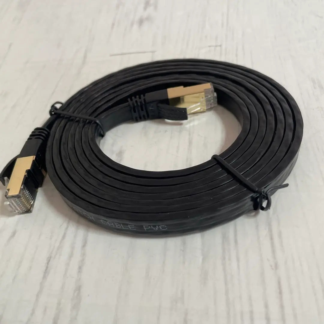 Cable LAN CAT8 plano de 2 m, antigrietas, retardante de llama, ultraalta velocidad, color negro