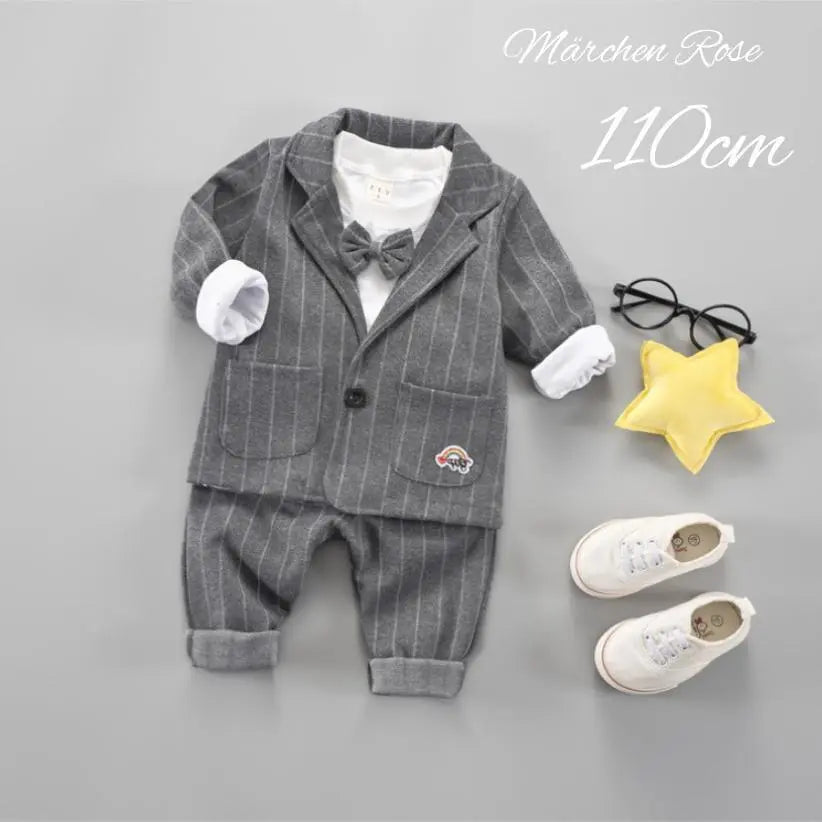 Venta ☆ Conjunto formal de 3 piezas de chaqueta gris de 110 cm para niño