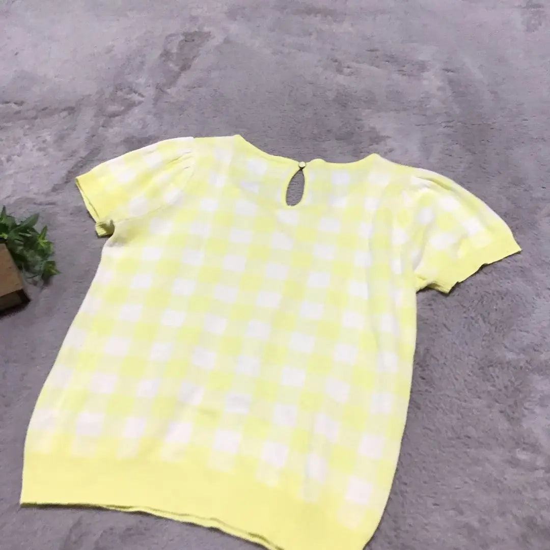 Roke Picnic 38 Checkered pattern M Summer knit Short sleeves Round collar