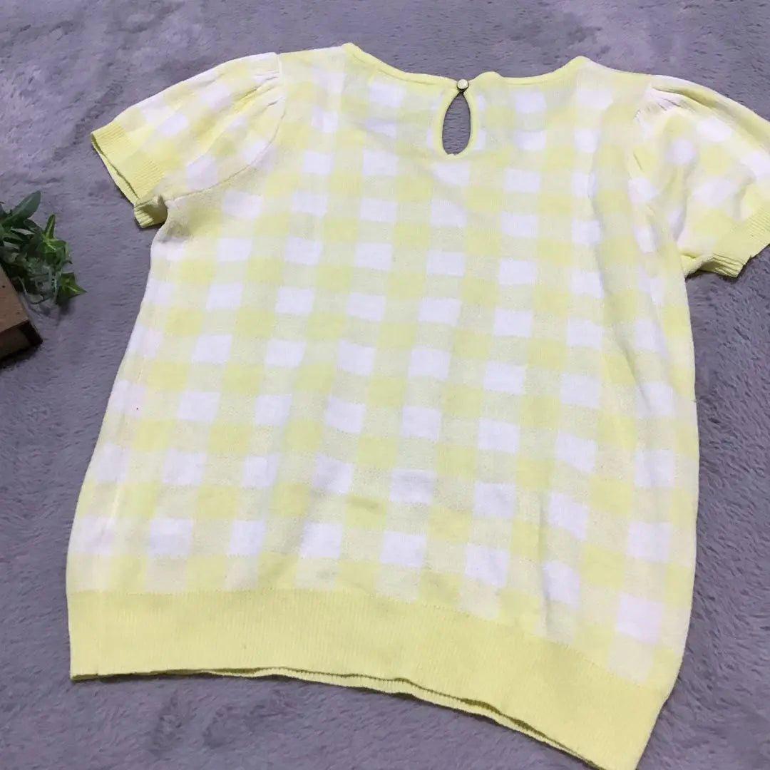 Roke Picnic 38 Checkered pattern M Summer knit Short sleeves Round collar