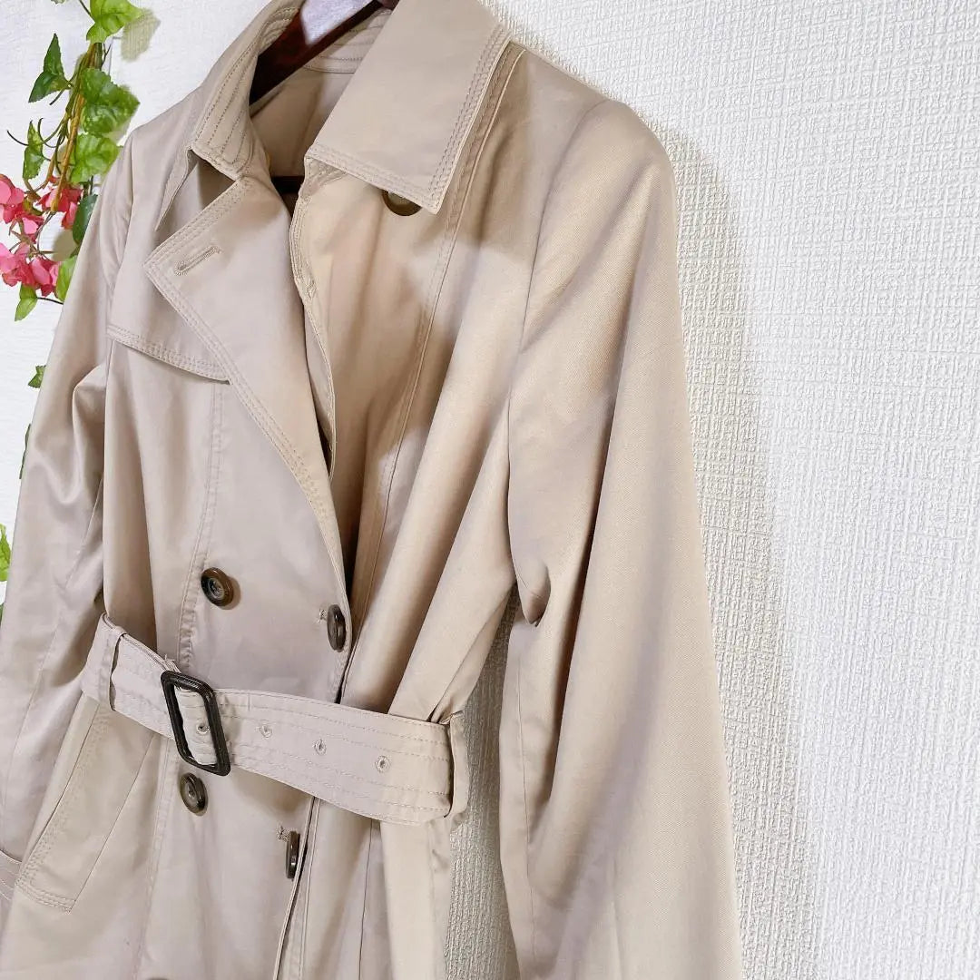 Vicky Trench Coat Spring Court Cotton Solid Correspondence Class Commuting Office Casual | ビッキー トレンチコート スプリングコート 綿 無地 通勤 オフィスカジュアル